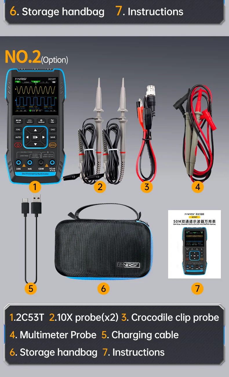 2C53T Three In One Oscilloscope Handheld Multimeter Signal Generator 50mHz Bandw