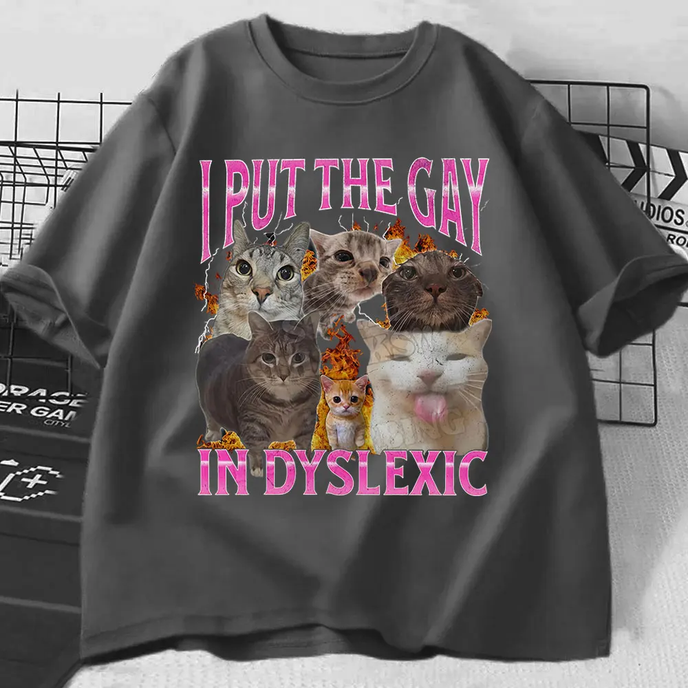 Prideful Cat Meme Vintage Loose Tee - Unisex Cotton Casual T-Shirt