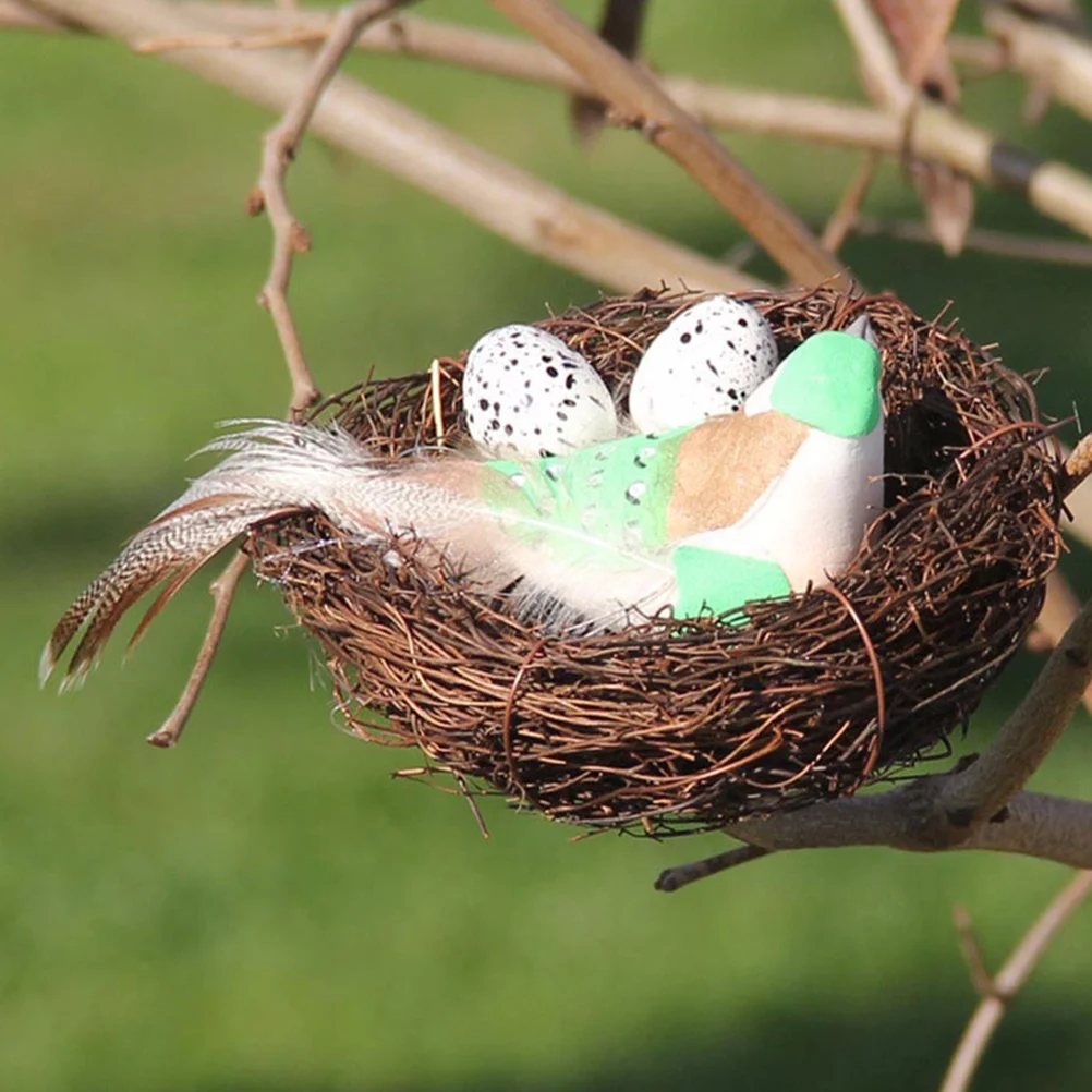 

10Pcs Decorative Bird Nest Garden Tree Ornament Rattan Nest Decoration Artificial Bird Nest Craft Decor