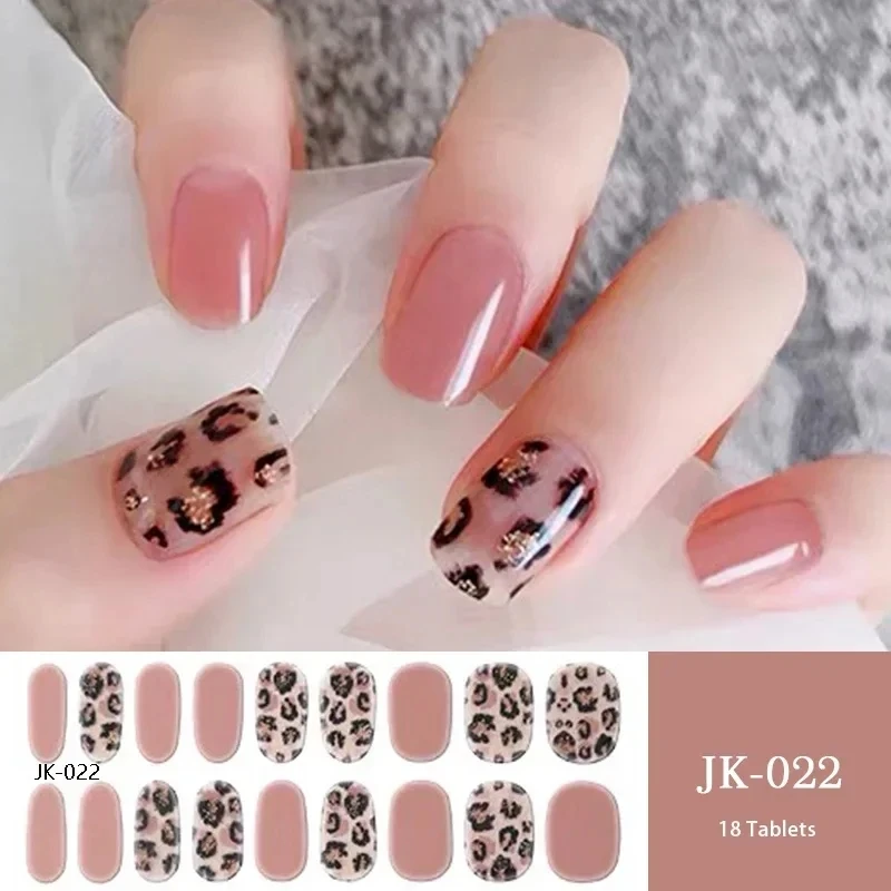 18/20Tips Semicured UV Stickers Gel Nails Adhesive Waterproof Long Lasting Full Gel Nail Wraps Press On Nail Decal DIY Manicure 5