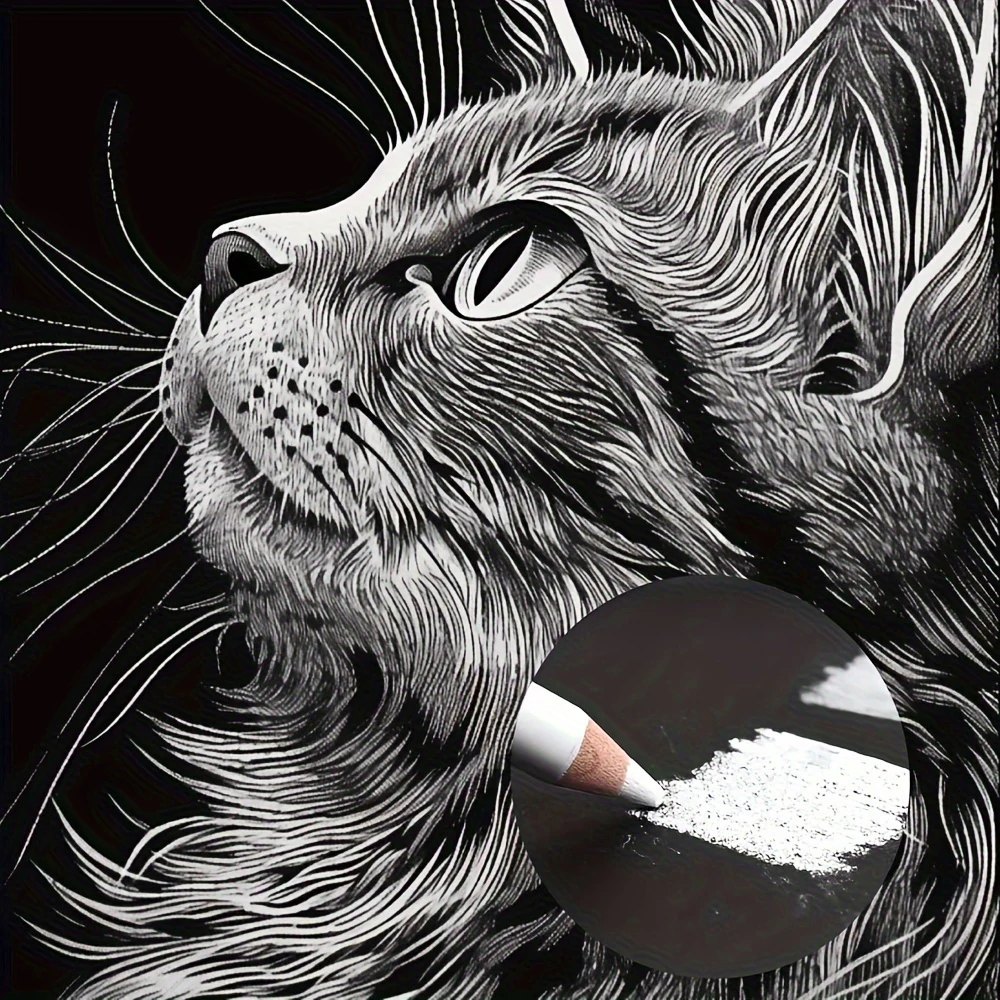 Professional White Charcoal Pencils Set - 3/6 Pieces Sketch Highlight White Pencils for Drawing, Sketching, Shading, Blending 6