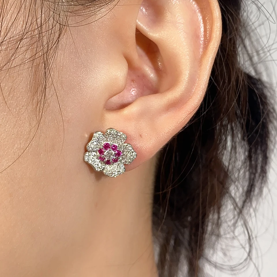 ZAKOL Bling CZ Flower Stud Earrings AAA Cubic Zirconia