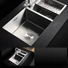 304 Stainless Steel Thickened Restaurant Kitchen Sink Home Improvement Manual Double Tank Kitchen Fixture Undermount Basin Set Y 6
