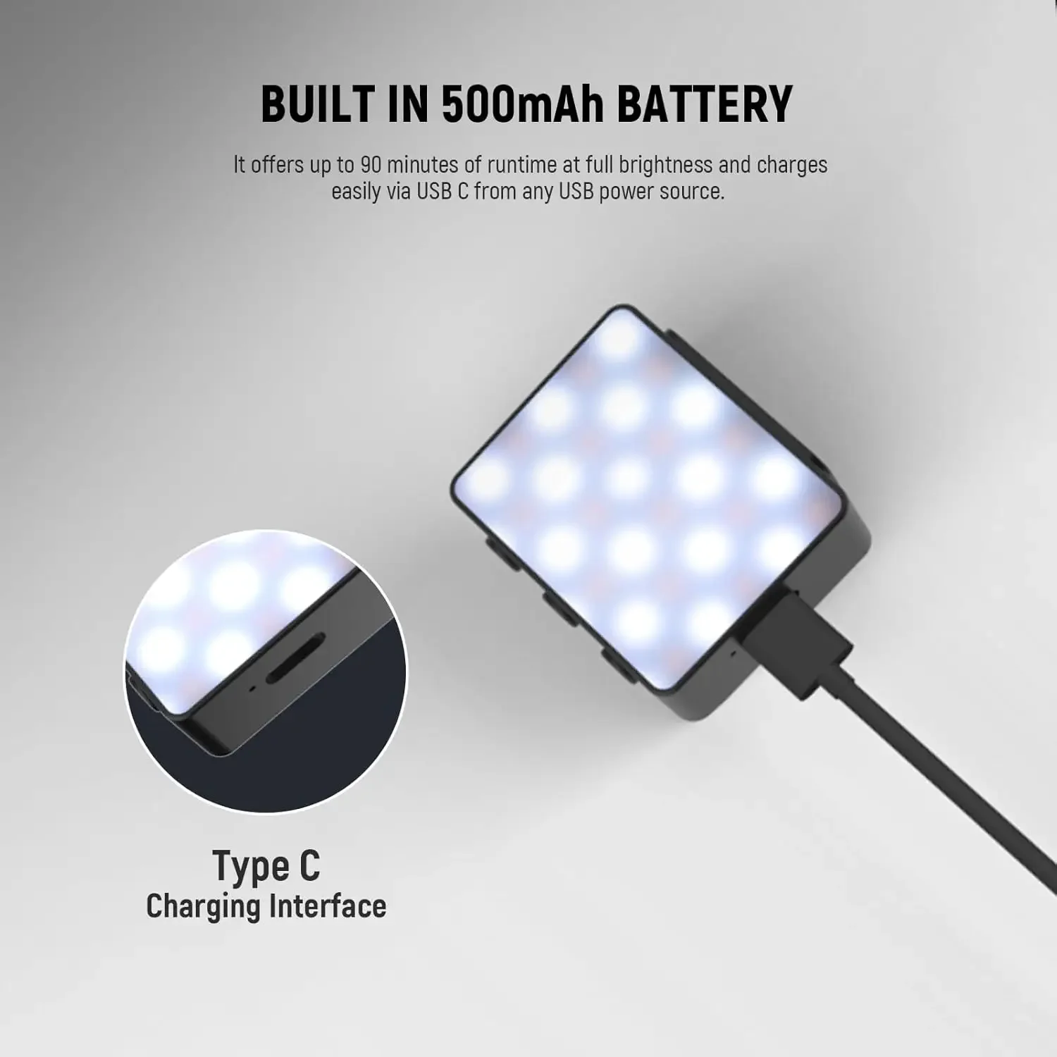Basics Bi Color Magnetic Camera Auxiliary Light For DJI OSMO Pocket 3, 1.5W Rech