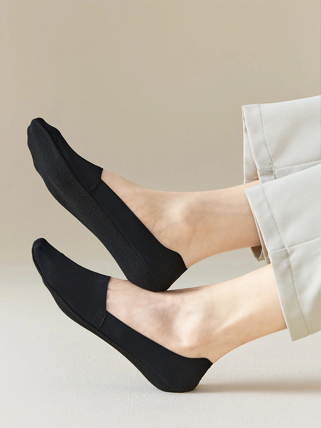 Ice Silk Low Cut Boat Socks - 4 Pairs Anti-Slip Summer Socks