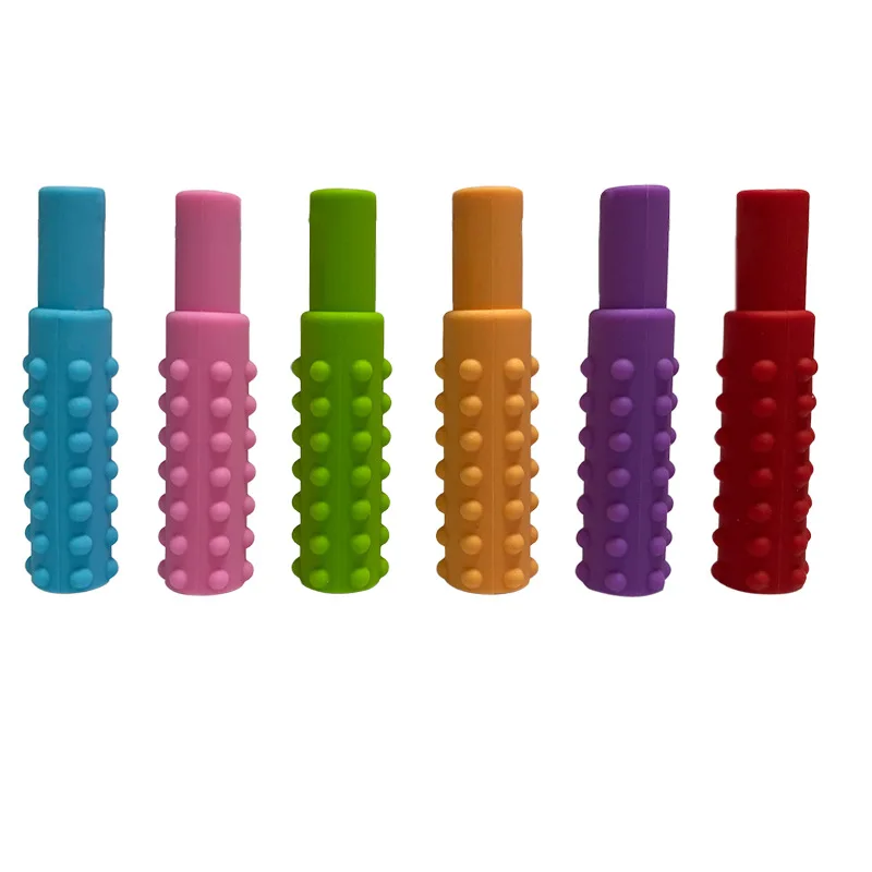 1 Pack Sensory Chewable Necklace Brick Chewy Kids Silicone Bite Pencil Tip Teeth Toy, Silicone Teeth for Autistic Kids 3