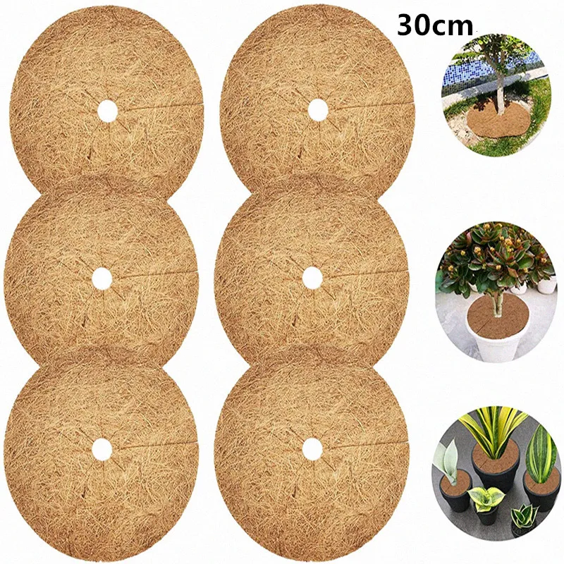 

30/40cm Potted plant cover Coco Coir Fiber Tree Mulch Ring Protector Organic Mat for Indoor Outdoor Disc Plant Cover Flower Pot