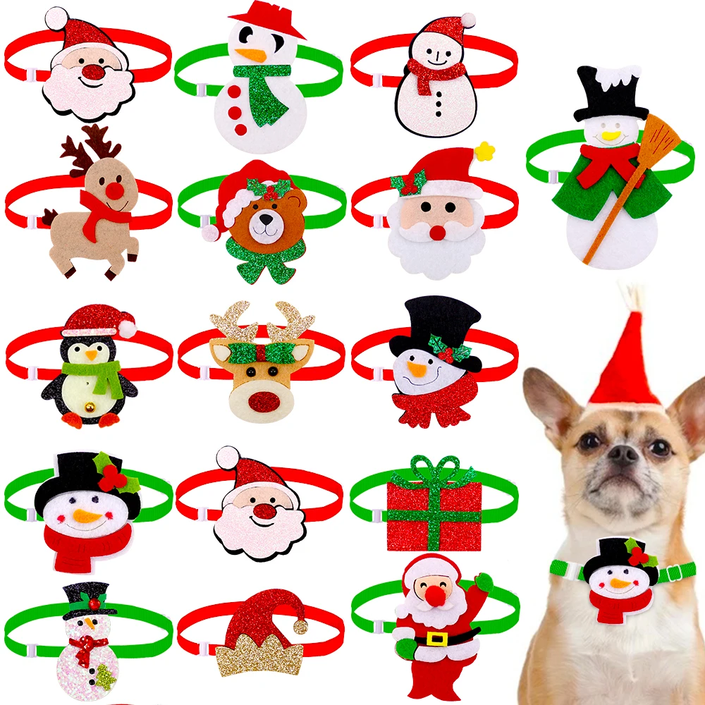 

40PCS Christmas Dog Supplies Santa Claus Snowan Dog Bow Tie Holiday Pet Accessories Xmas Small Dog Grooming Products Dog Bowties