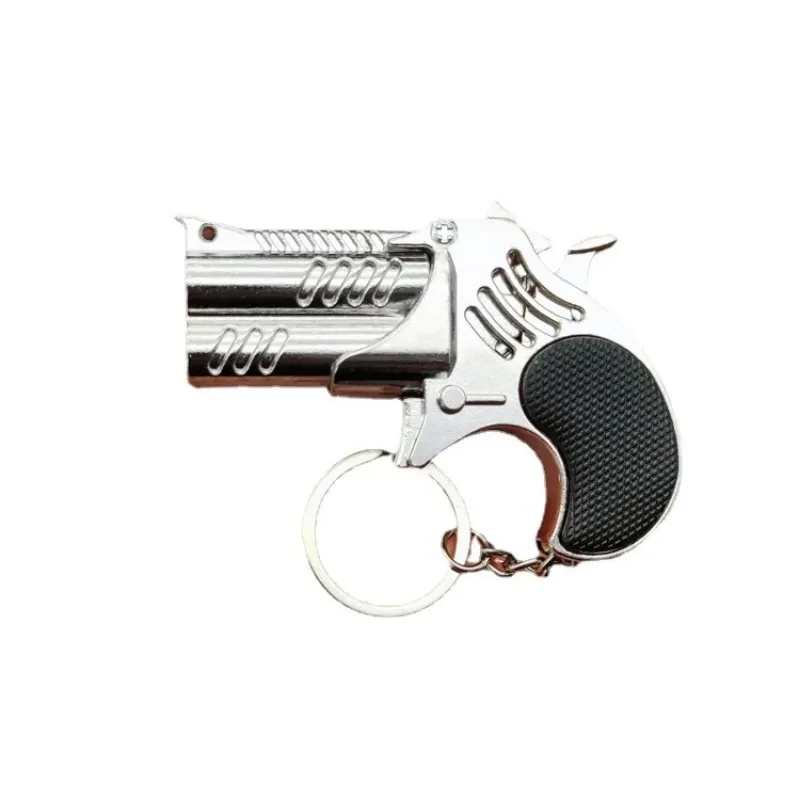 Rubber Band Shot Gun Toy Mini Keychain: Fun Creative Outdoor Party Accessory Alloy Pistol Collection Toy for Children Boy Gift 4
