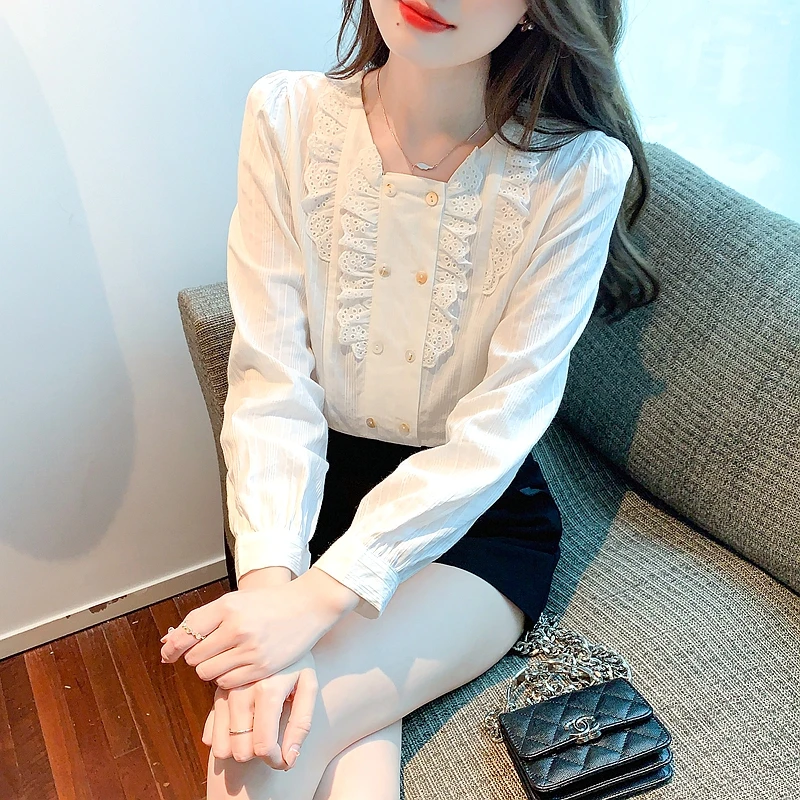 

New 2023 Spring Summer Fashion Korean Tender Sweet Leisure Temperament Shirts Tops Women's Blouses Elegant Vintage Office Lady