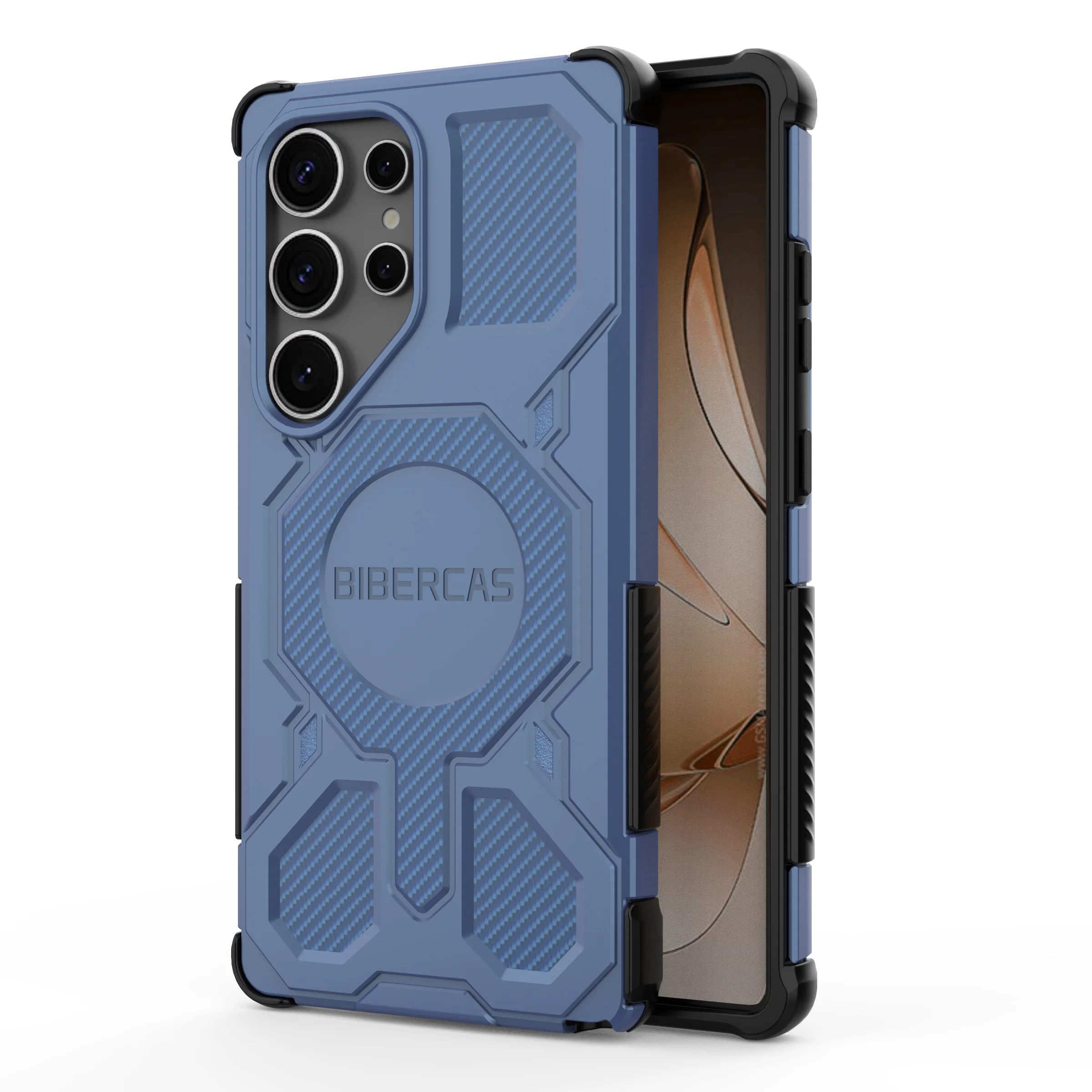 Magnetic Military Armor Phone Case with Wireless Charging & Anti-Drop Protection