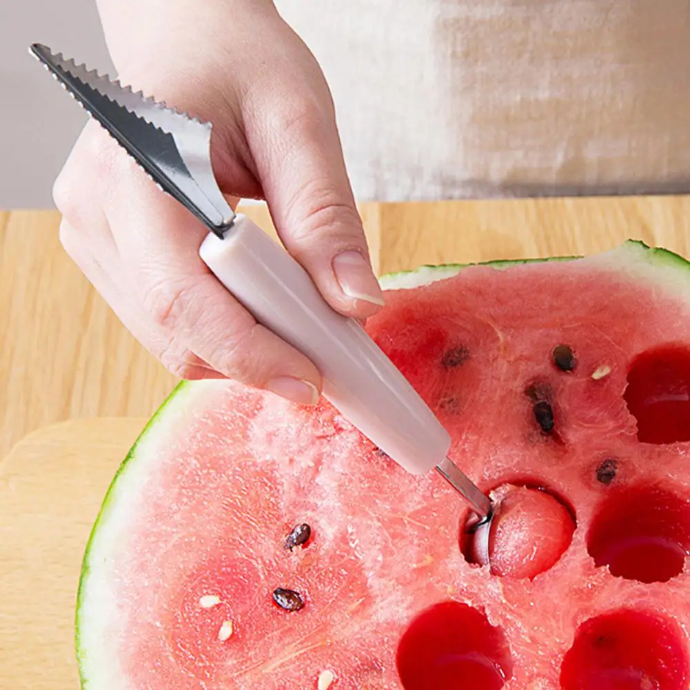 2 in1 Dual-head Stainless Steel Carving Knife Fruit Watermelon Ice Cream Baller Scoop Stacks Spoon Kitchen Accessories Home ice cream scoop