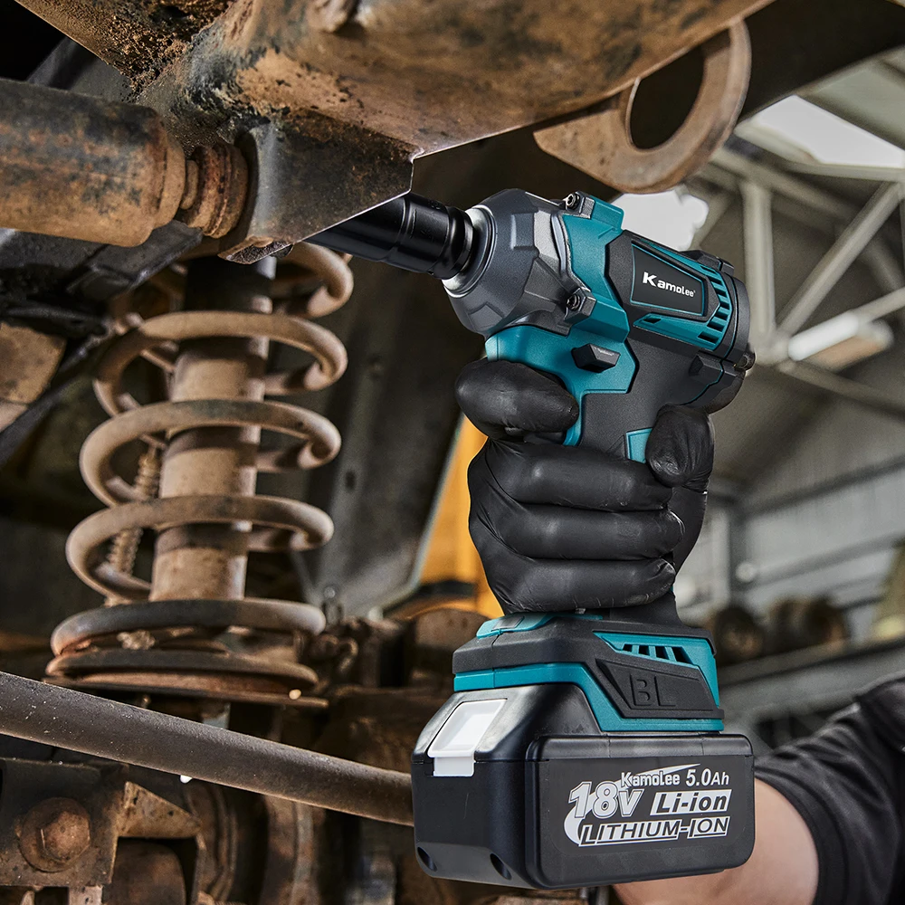 Kamolee Electric Wrench DTW500 Brushless Cordless 1200 N.m Included Battery and Charger Compatible with 18V Makita Battery