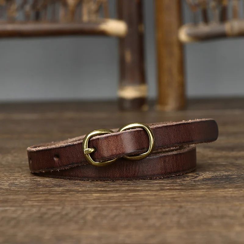 

1.3cm Width New Women Cowskin Genuine Leather Belt For Female Strap Casual Copper Buckle Ladies Belts Designer High Quality