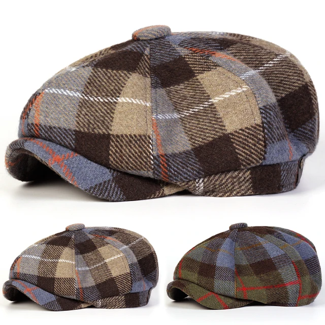 Unisex Retro Plaid Newsboy Caps Men British Painters Hats Spring and Autumn Berets Hip Hop Berets