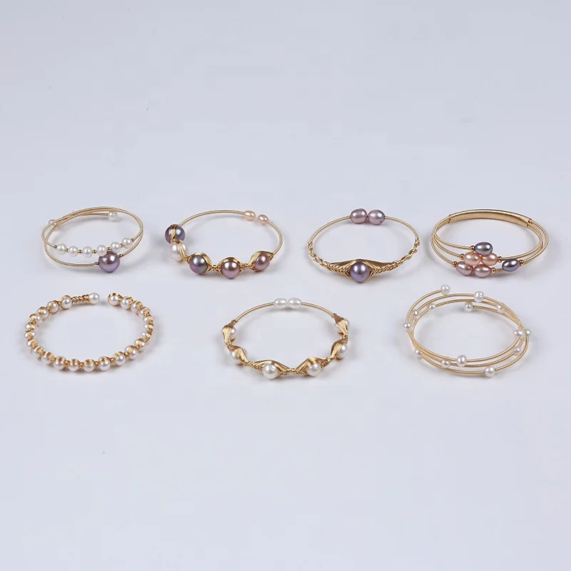 Hot Sale Natural Freshwater Pearl Bead Adjustable Cuff Opening Bangle Bracelet For Women Gift 2