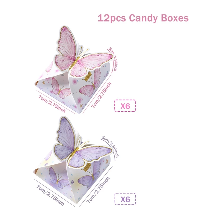 12 pezzi Scatole regalo a forma di farfalla rosa, Scatole per caramelle