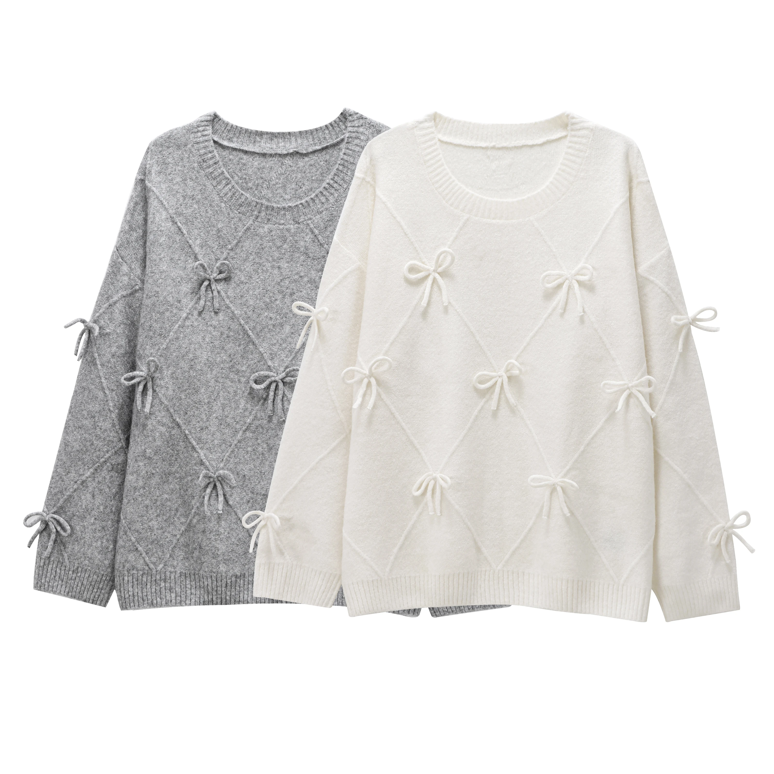 Women's Bow Design Knitted Pullover Sweater