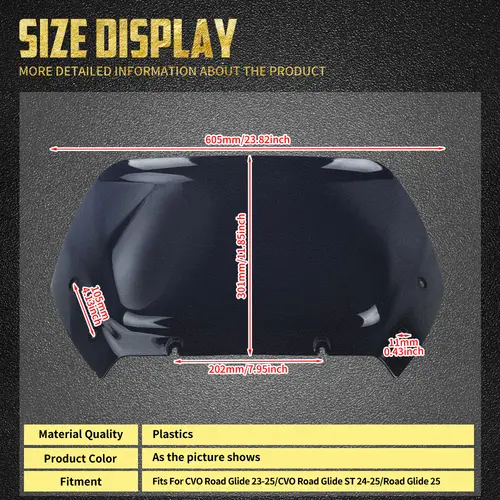 Motorcycle 10" Windshield Fairing Wind Deflector Windscreen ABS For Harley Touring CVO Road Glide 2023 2024 2025 FLTRX FLTRXSE - Image 6