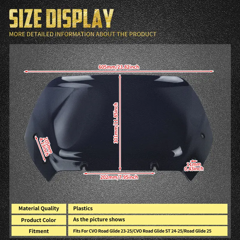 Motorcycle 10" Windshield Fairing Wind Deflector Windscreen ABS For Harley Touring CVO Road Glide 2023 2024 2025 FLTRX FLTRXSE - Image 6