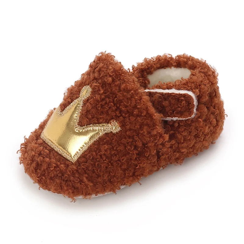Little Crown Cozy Soft Bottom Baby Girls Boys First Walker Infant Slippers Autumn Warm Toddler Shoes 0-18 months