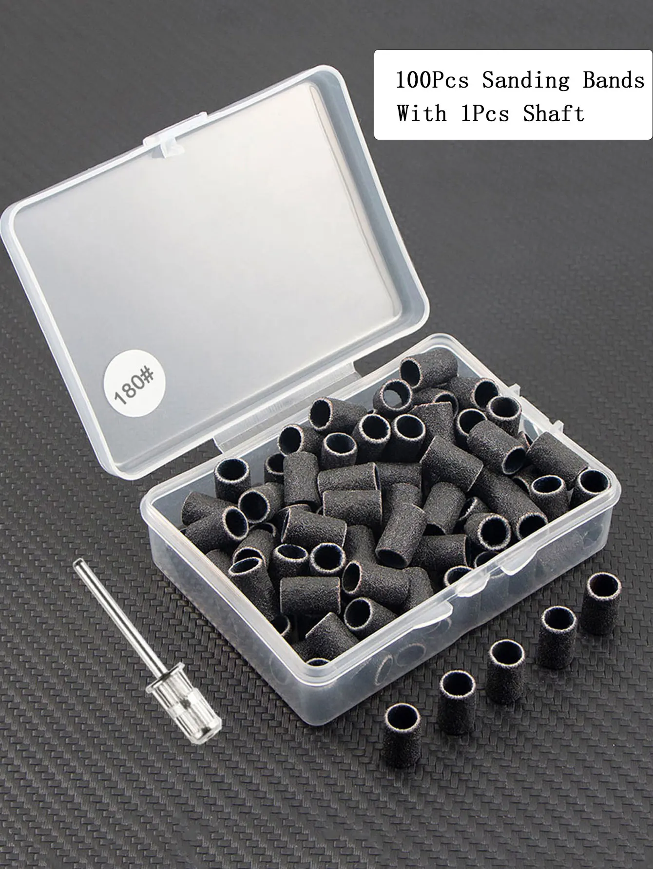 Premium Nail Drill Set: 100 Sanding Bands & Metal Shaft for Polish, Gel, Skin, & Callus Removal