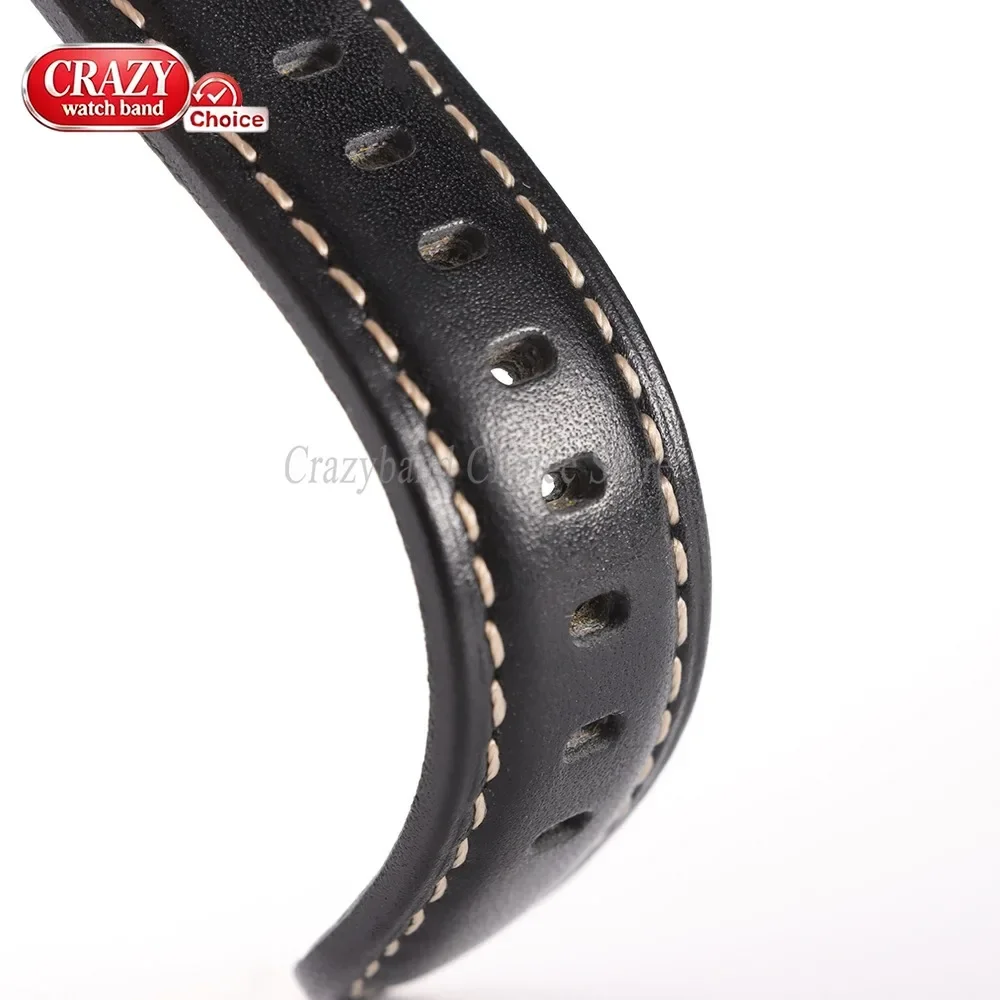 Vintage Brown Cowhide Leather Watch Strap with Pin Buckle - Unisex Wrist Band