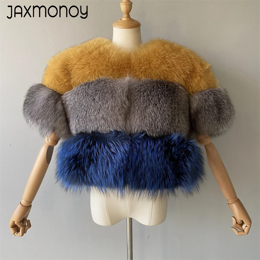 

Jaxmonoy Real Fox Fur Coats Women Fashion Natural Fur Short Jacket Ladies 2022 Autumn Winter Warm Luxury Sleeveless Vest Female