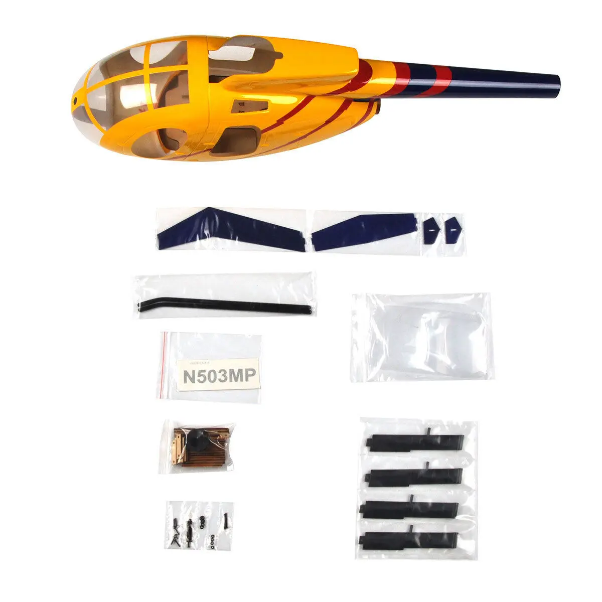 NOBRIM MD500E Police RC Helicopter Fuselage - 250 Size For Align T-REX250 Pre-Painted Yellow