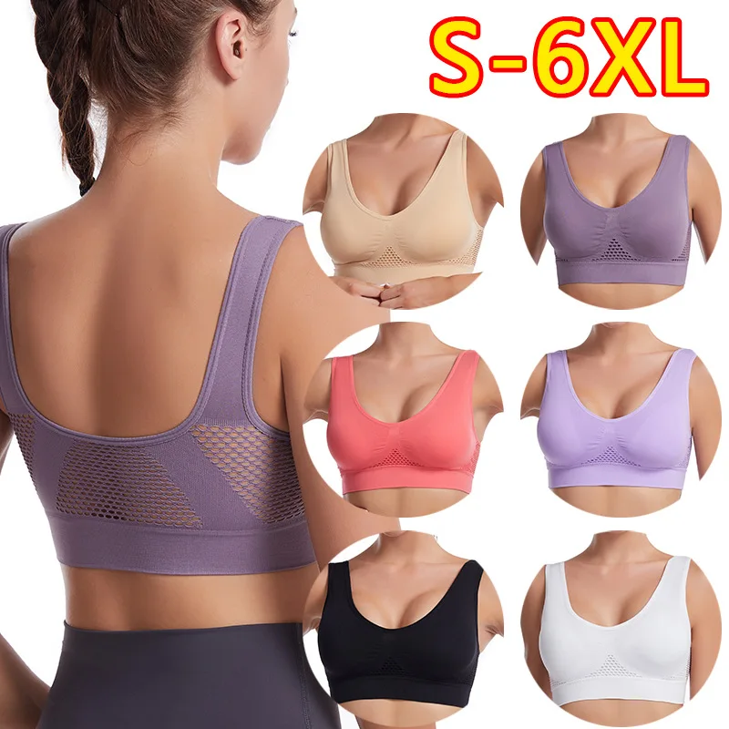 

Women Bra Seamless Underwear Padded Crop Tops Gym Big Size Sports Bras Intimate without Bracket Breathable Fitness Running Vest