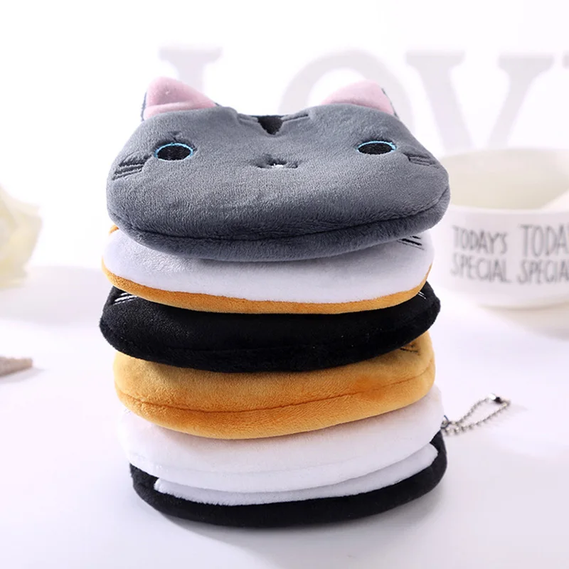 Coin Purse Coin Wallet Plush Coin Purse Women's Soft Plush Cat Animal Zipper Coin Holder Pouch Key Money Card USB Cable Headset Bag Wallet