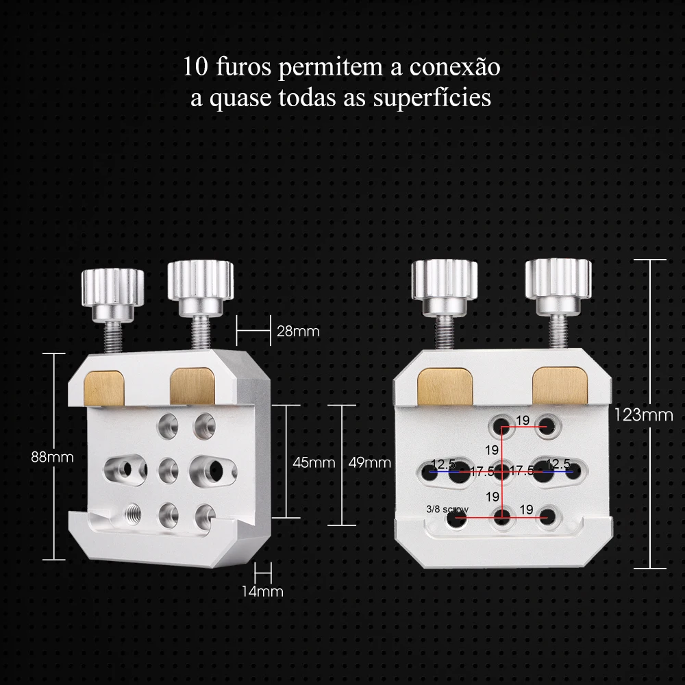 de latão para telescópios e câmeras (prateado), com 2 parafusos