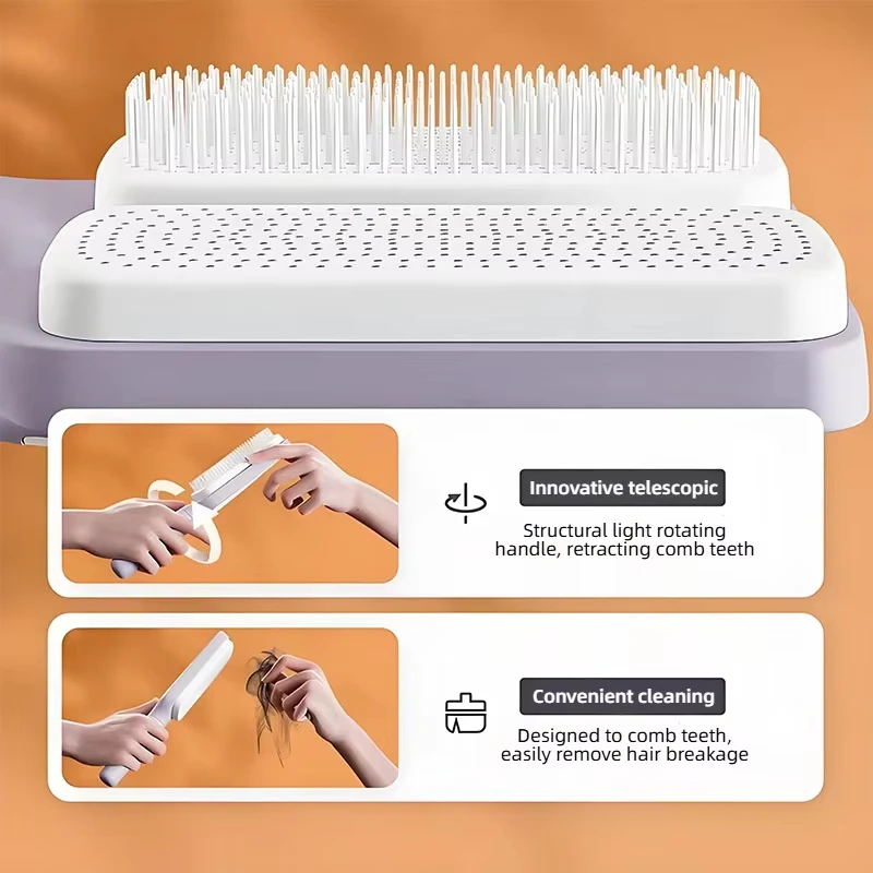 Rotatable Self Cleaning Hair Brush Telescopic Massage Airbag Comb Telescopic Cleaning Anti-static Hairdressing Air Cushion Comb