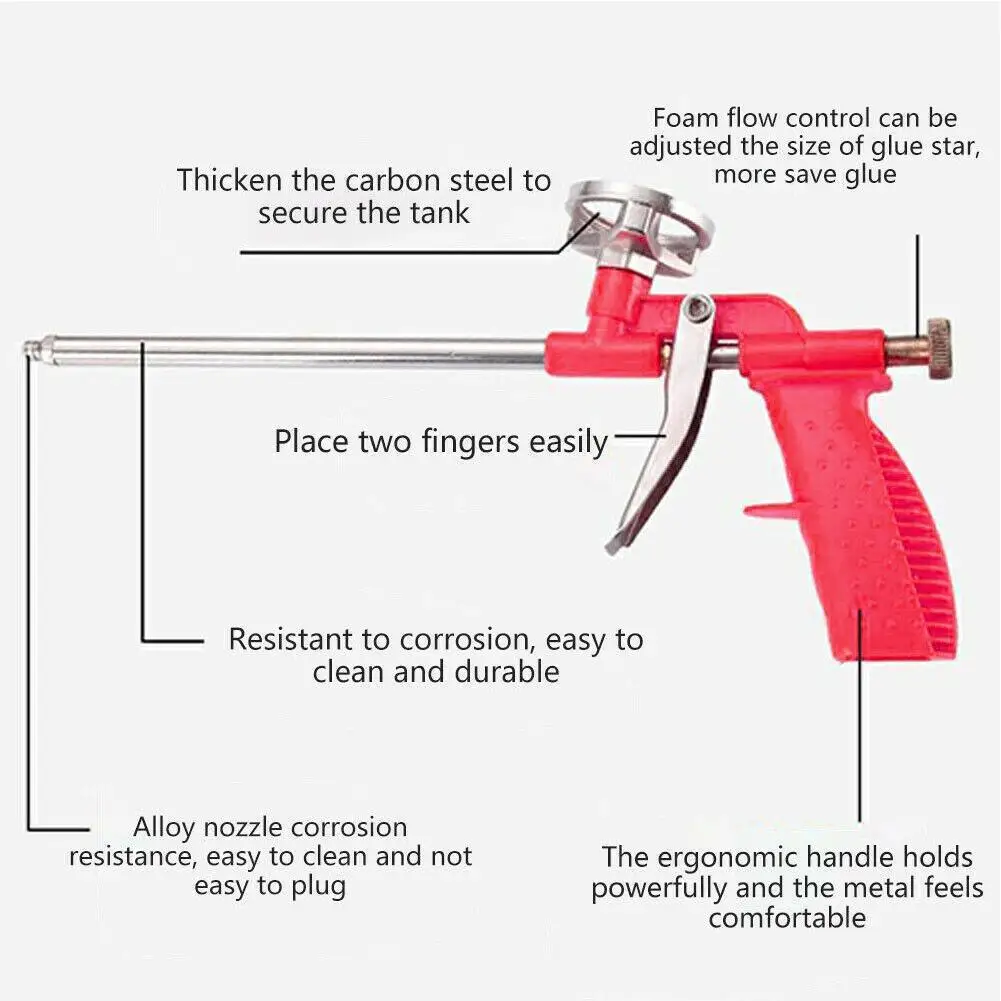Professional spray foam gun pressure rod guide sealant gun for PU expanding foam precise heavy-duty application.
