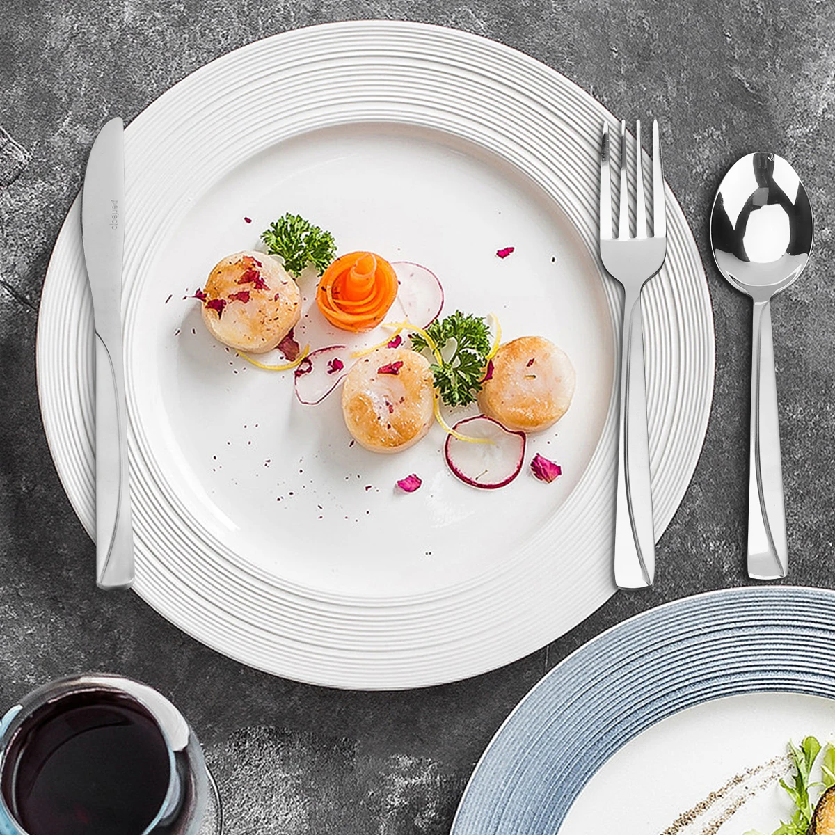 Description Picture 6 of item24Pcs Western Stainless Tableware Set Knife Fork Spoon Outdoor Portable Household Tableware Set Steak Cake Kitchen Dinnerware