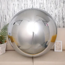 Elegant Silver Gold 4D Mylar Sphere Balloon for Celebrations and Decor (Silver)