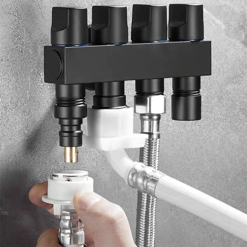 One-in Four-out Angle Valve with Independent Switch Four-way Water Heater Toilet Multi-function Valve Four-control Faucet