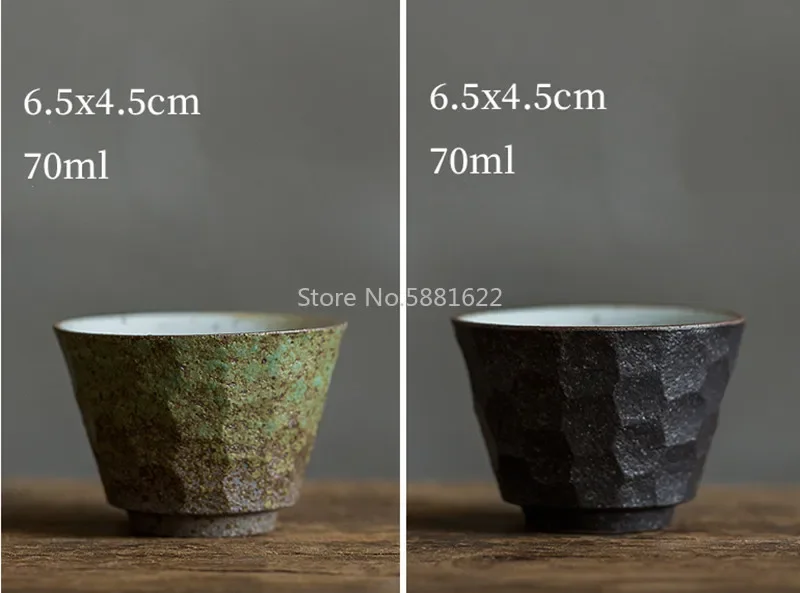 Japanese Coarse Pottery Tea Cup Handmade Ceramic Kung Fu Tea Cups Small Bowl Retro Home Decor