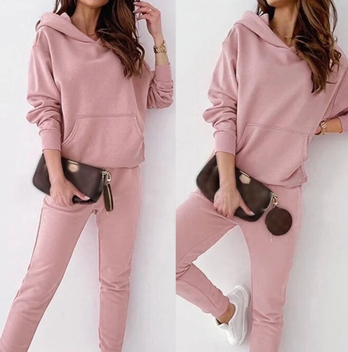Two 2 Piece Sets Outfit Tracksuit 2024 Autumn Winter Oversized Long Sleeve Pullovers Sweatshirts Hooded and Skinny Pants Set