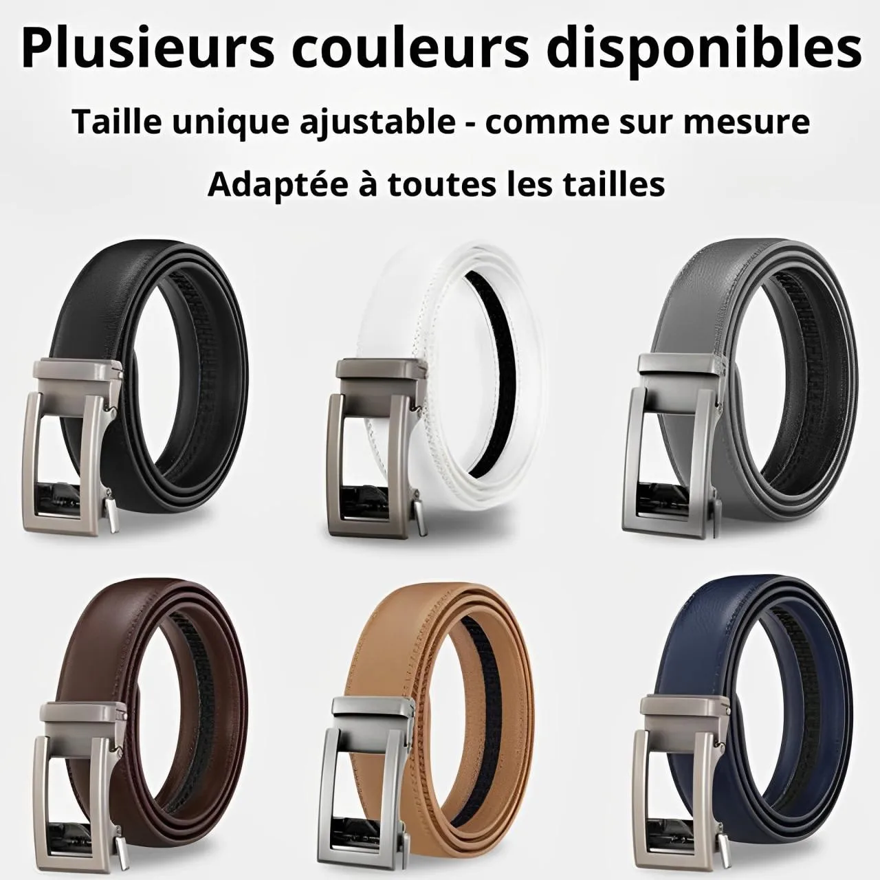Luxury Men's Leather Belt - High Quality Designer Craftsmanship in White, Blue, Red, Brown