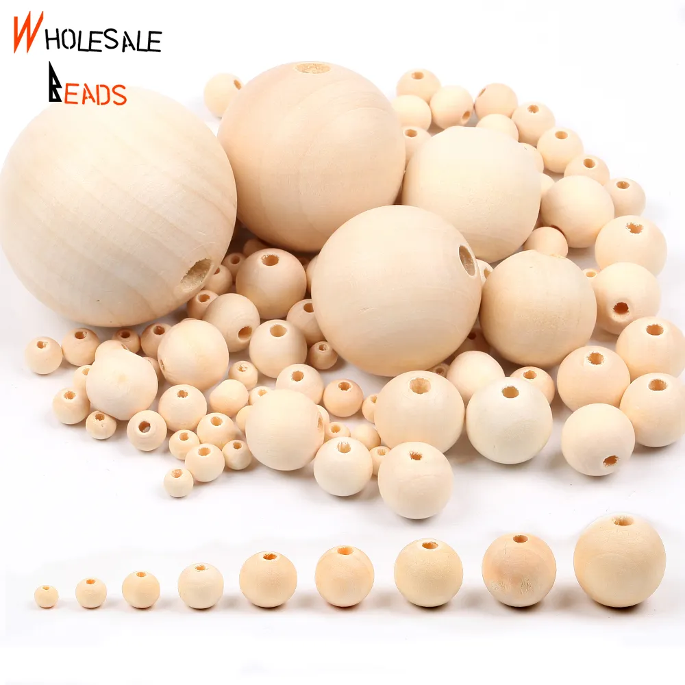 4-50mm Natural Wood Beads Round Spacer Wooden Pearl Lead-Free Balls Charms For Jewelry Making DIY Handmade Accessories1-1000pcs