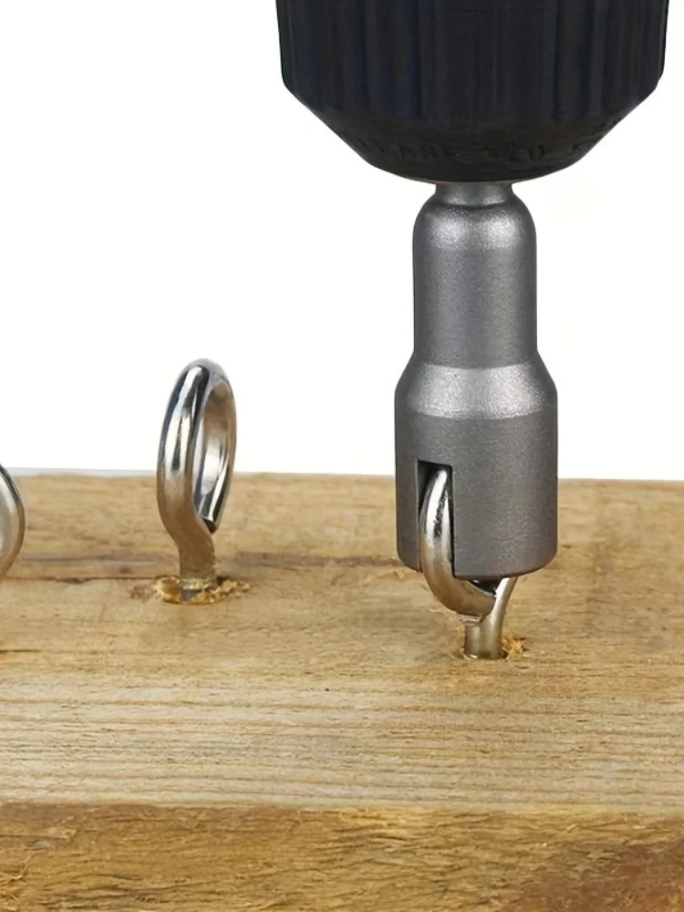 Slotted butterfly hole socket wrench attached to a drill during use