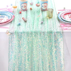 Iridescent Sequin Table Runner - Glittery Mermaid - Inspired Decor - 1pc 125X350cm (Iridescent green)