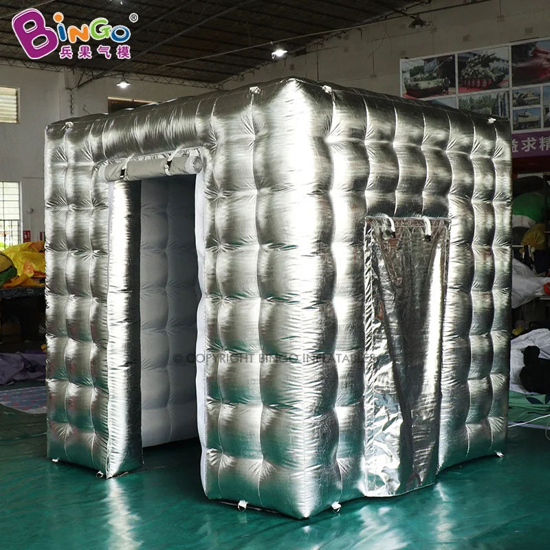 Custom-made Inflatable Silivering Photo Booth Inflatable  Silivering Square 2-Door-Tent For Wedding Decoration/Party 3