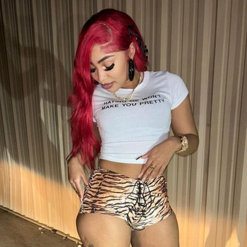 CUTENOVA Sexy Hottie Tiger Print Tie String Skinny Ultra Shorts Women'S 2025 Summer New Casual Street Sexy Hottie Ultra Shorts 1