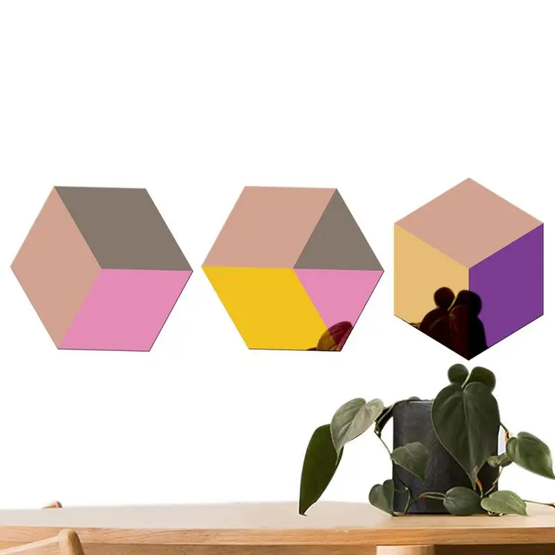 

Acrylic Sheet Hexagon Sheets Colored Mirror Adhesive Wall Sticker Cartoon Space Saving Design Wall Decor For Dressing Table