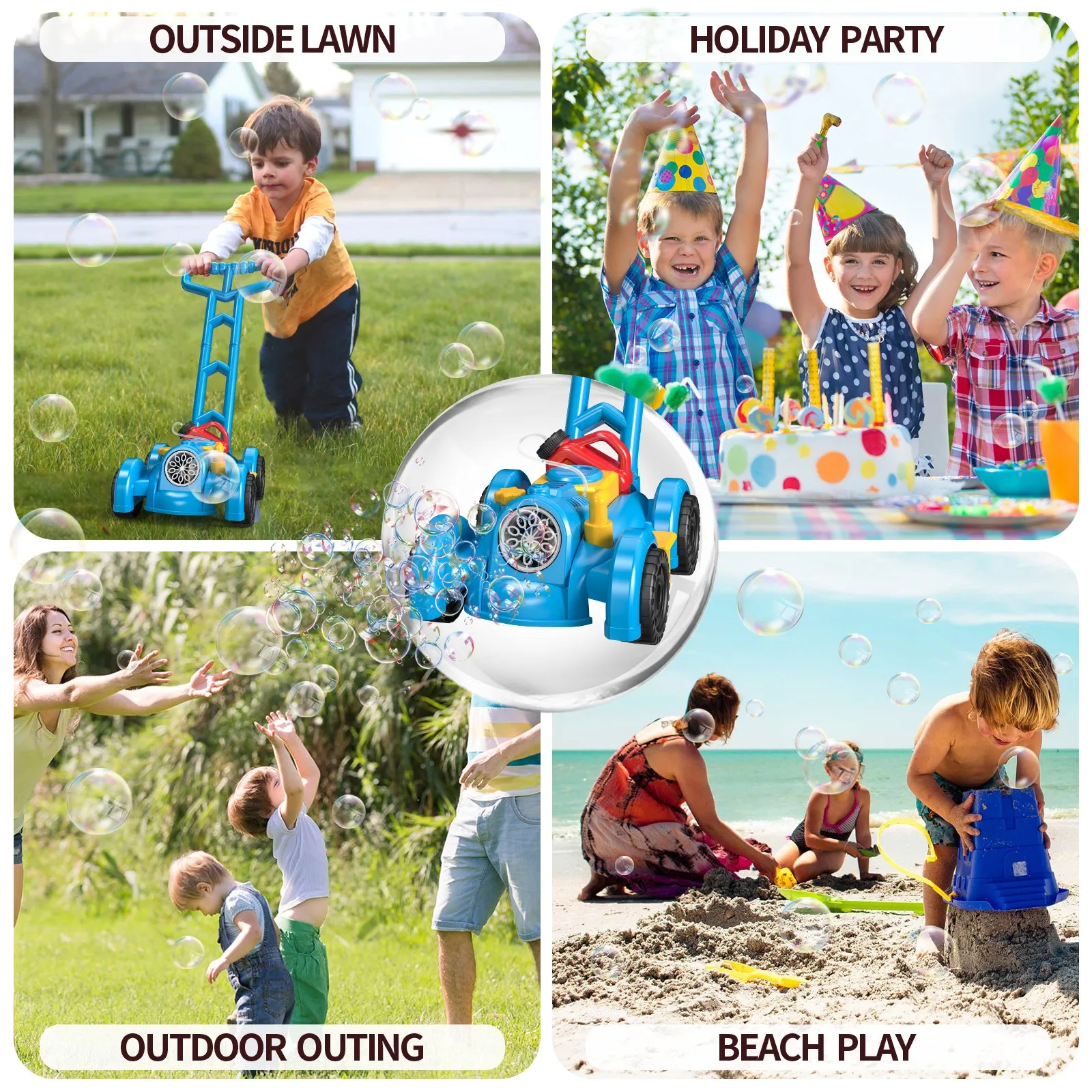 Fully Automatic Bubble Machine 12-Hole Electric Bubbles Trolley with Light Soap Blowers Outdoor Games Toy Gun Children Gift 4
