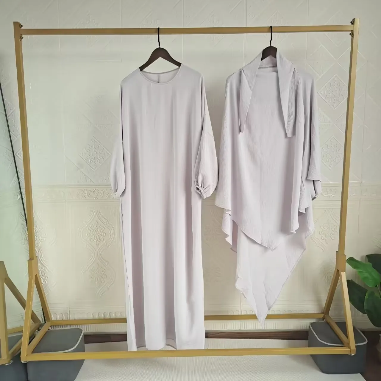 Lange Hijab Khimar En Abaya Set 2 Stuk Bijpassende Moslim Vrouwen Jurk Ramadan Eid Gebed Kleding Niqab Islam Dubai Jilbab Djellaba