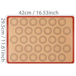 Silicone Non-Stick Reusable Baking Mat - Heat Resistant Bakeware Sheet Liner (RedBlack 42x29.5cm)