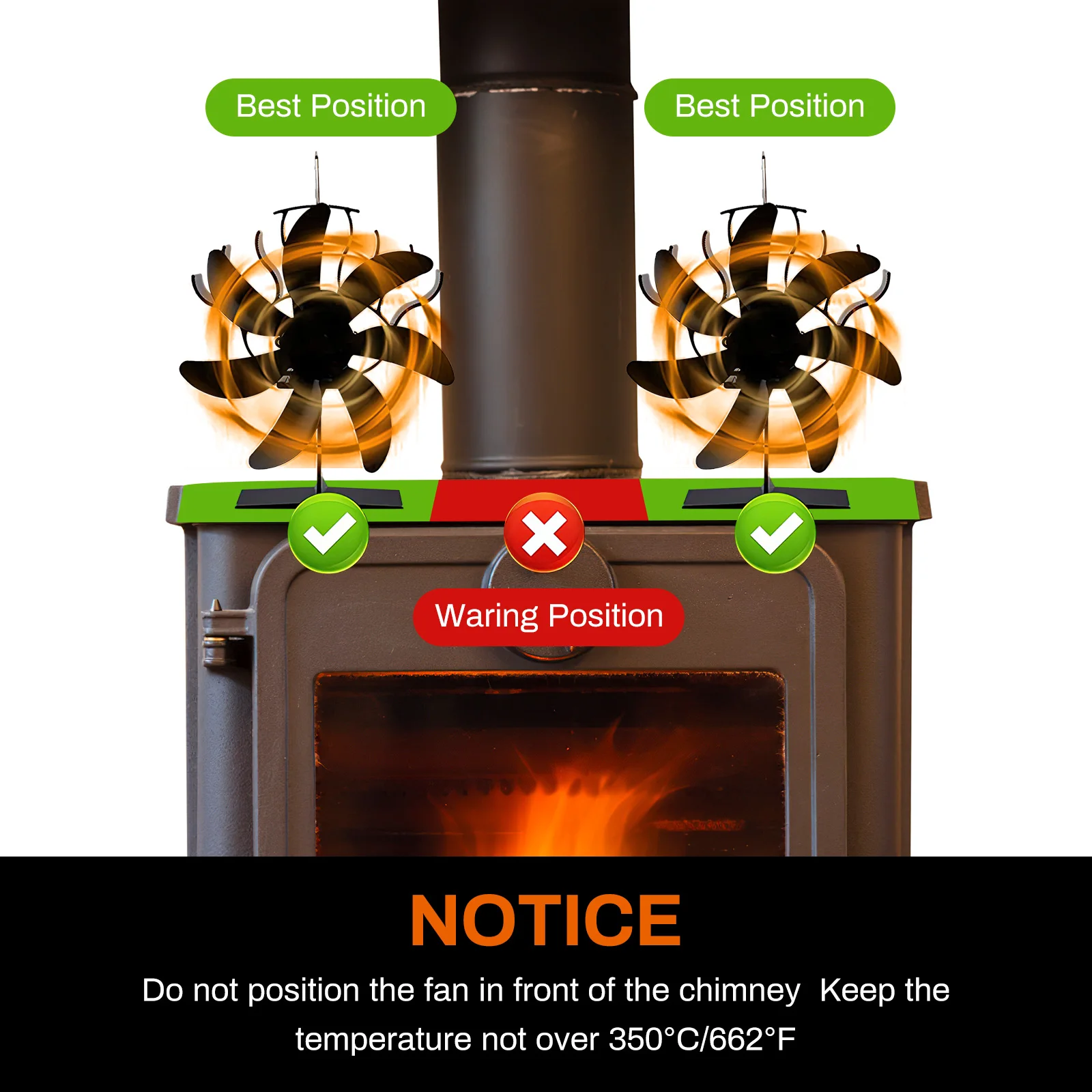 7 Blades Heat Powered Fireplace Fan Quiet Safe Burning Stove Fan Efficient Heat Distribution for Home Firewood Log Wood Burner fireplace fan